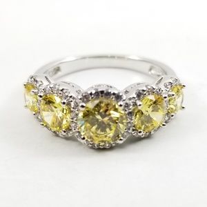 Platinum & Sterling Diamonique Lemon Yellow Ring